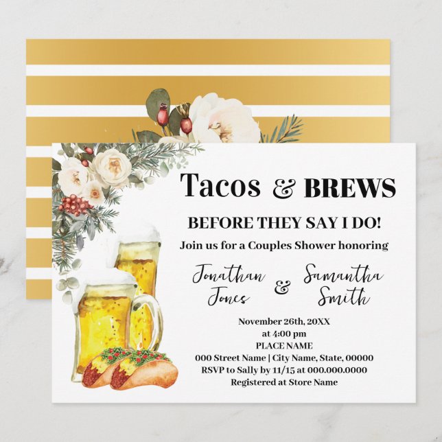 Tacos & Brews Before I Do Winter Shower Einladung (Vorne/Hinten)