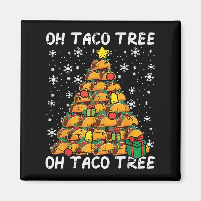 Tacos Christmas Tree Funny Xmas Foodie Mexican Men Magnet (Vorne)