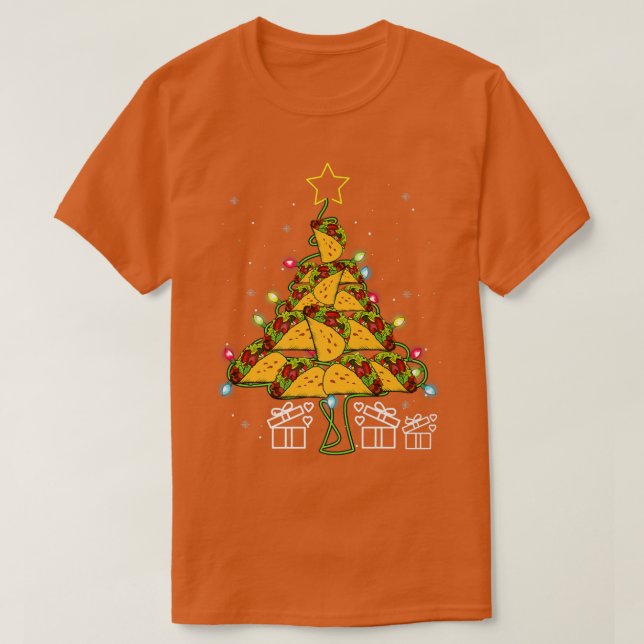Tacos Christmas Tree Led Lights Cute Xmas Meican F T-Shirt (Design vorne)
