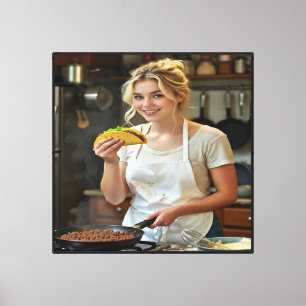 Tacos essend Foto personalisieren anpassen Leinwanddruck