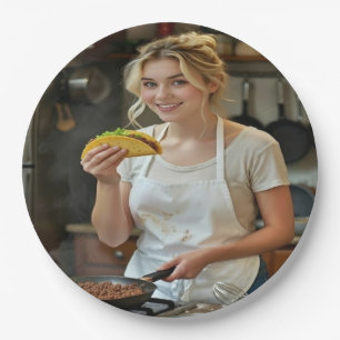 Tacos essend Foto personalisieren anpassen Pappteller