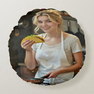 Tacos essend Foto personalisieren anpassen Rundes Kissen