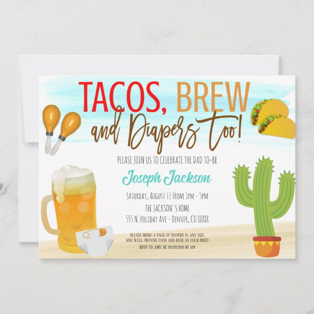 Tacos et invitation au Baby shower de la bière (Devant)