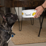 Tacos Funny Spaß Dog Pet Napf<br><div class="desc">Dieses Design entstand aus meiner einzigartigen Acrylmalerei. Sie kann personalisiert werden, indem Sie auf die Schaltfläche Anpassen klicken und den Namen, die Initialen oder die Wörter ändern. Sie können auch die Textfarbe und den Textstil ändern oder den Text für nur ein Bild löschen. Kontaktieren Sie mich unter colorflowcreations@gmail.com , wenn...</div>
