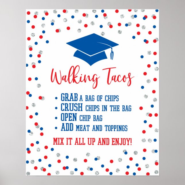 Tacos Graduierungspartei Zu Fuß Unterschreiben Pat Poster (Vorne)