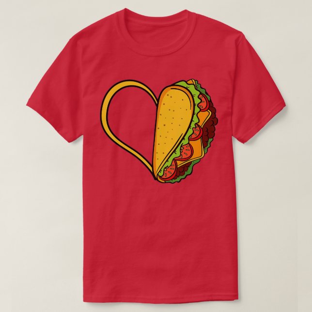 Tacos Heart Mexican Dish Street Food Chili Taquito T-Shirt (Design vorne)