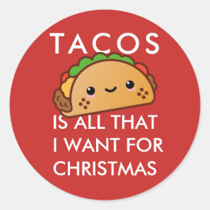 Tacos ist alles, was ich zu Weihnachten Wollte Runder Aufkleber