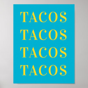 Tacos Tacos Wall Art, Dorm Room Poster, Wohnung Poster