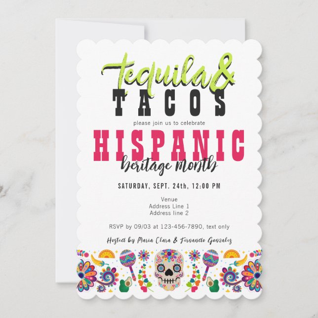 Tacos Tequila Margaritas Heritage Fiesta Einladung (Vorderseite)