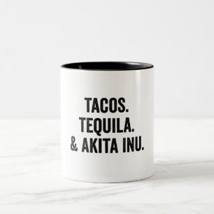 Tacos Tequila und Akita Inu Funny Dog Zweifarbige Tasse