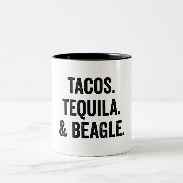 Tacos Tequila und Beagle Funny Zweifarbige Tasse (Mittel)