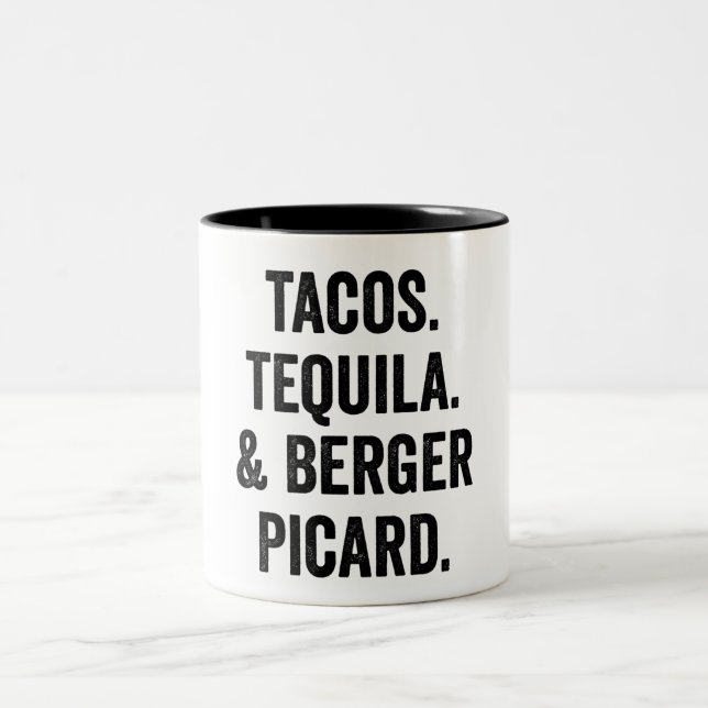 Tacos Tequila und Berger Picard Funny Zweifarbige Tasse (Mittel)