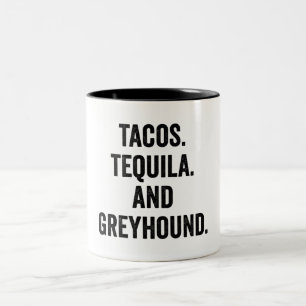 Tacos Tequila und Greyhound Zweifarbige Tasse