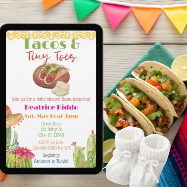 Tacos & Tiny Toes Baby Shower Einladung (Von Creator hochgeladen)