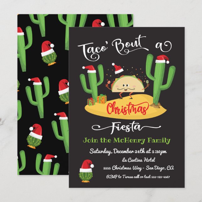 Taco's über Weihnachten Fiesta Party Einladung (Vorne/Hinten)
