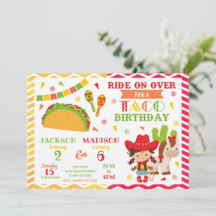 Tacos und Cowgirl gemeinsamer Geburtstag   Fiesta- Einladung