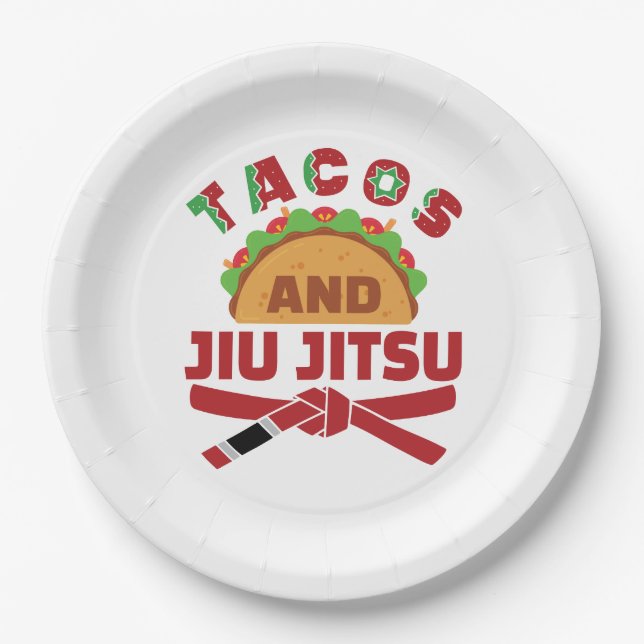 Tacos und Jiu Jitsu Pappteller (Vorderseite)