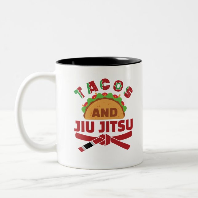 Tacos und Jiu Jitsu Zweifarbige Tasse (Links)
