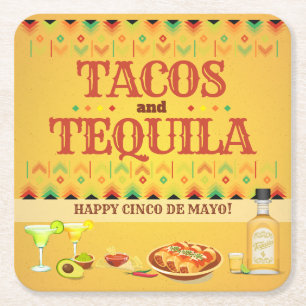 Tacos und Tequila Cinco de Mayo Fiesta Party Rechteckiger Pappuntersetzer