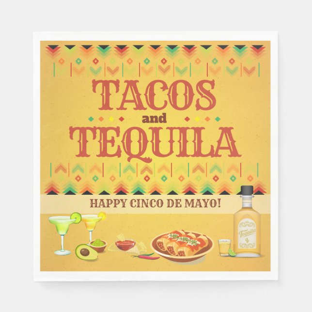 Tacos und Tequila Cinco de Mayo Mexican Fiesta Serviette (Vorderseite)