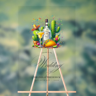 Tacos und Tequila Fiesta Hochzeitsbegrüßung Acrylschild