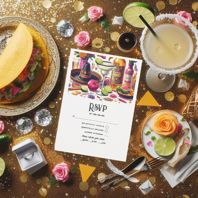 Tacos und Tequila Fiesta Wedding RSVP Karte (Tacos and Tequila Fiesta Wedding RSVP Card)