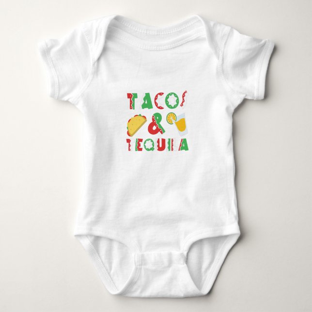 Tacos und Tequila Funny trinken mexikanische Küche Baby Strampler (Vorderseite)