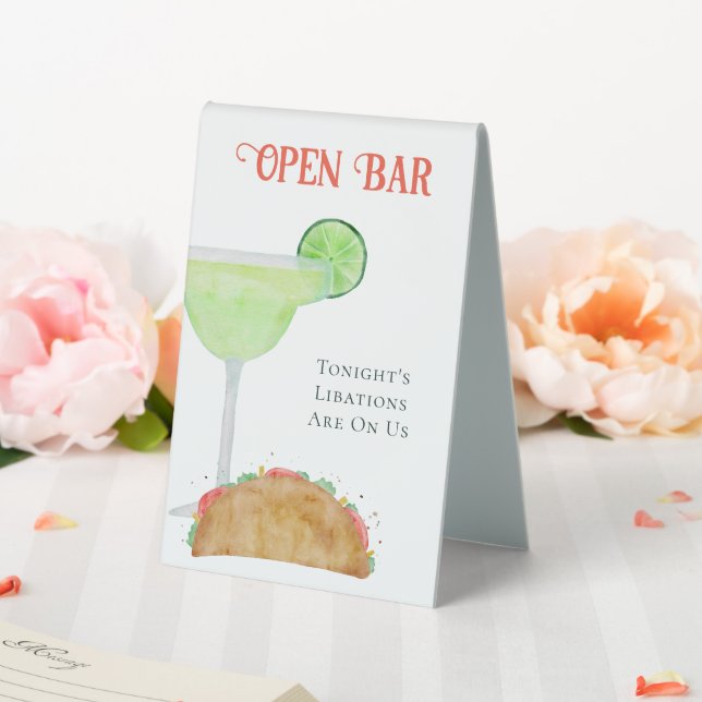 Tacos und Tequila Margarita Open Bar Wedding Tischaufsteller (In Situ (Hochzeit))