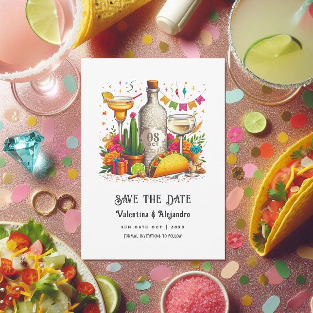 Tacos und Tequila Mexican Fiesta Wedding Save The Date (Tacos and Tequila Mexican Fiesta Wedding Save The Date)