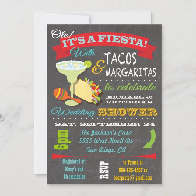 Tacos und Tequila Polterabend Einladung (Vorderseite)