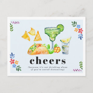 Tacos und Tequila-Sozialdistanzierung beim Alleint Postkarte