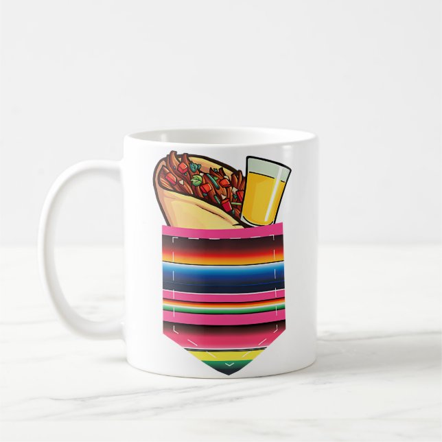 Tacos und Tequila Taco-Tasche Serape Kaffeetasse (Links)