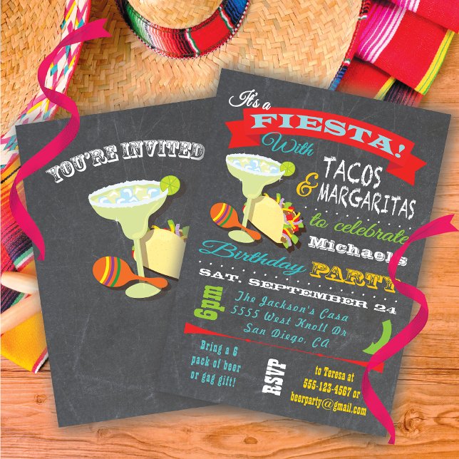 Tacos und Tequilla mexikanische Fiesta zum Geburts Einladung (Von Creator hochgeladen)