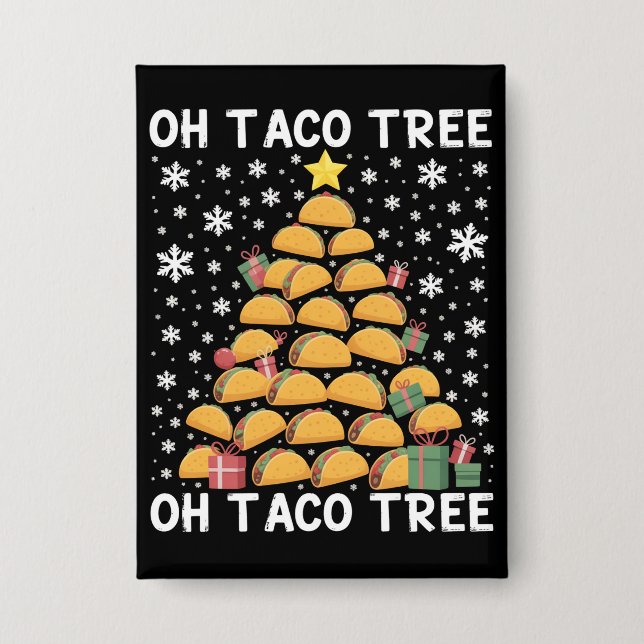Tacos Weihnachtsbaum Funny Xmas Feinschmecker Mexi Button (Vorderseite)