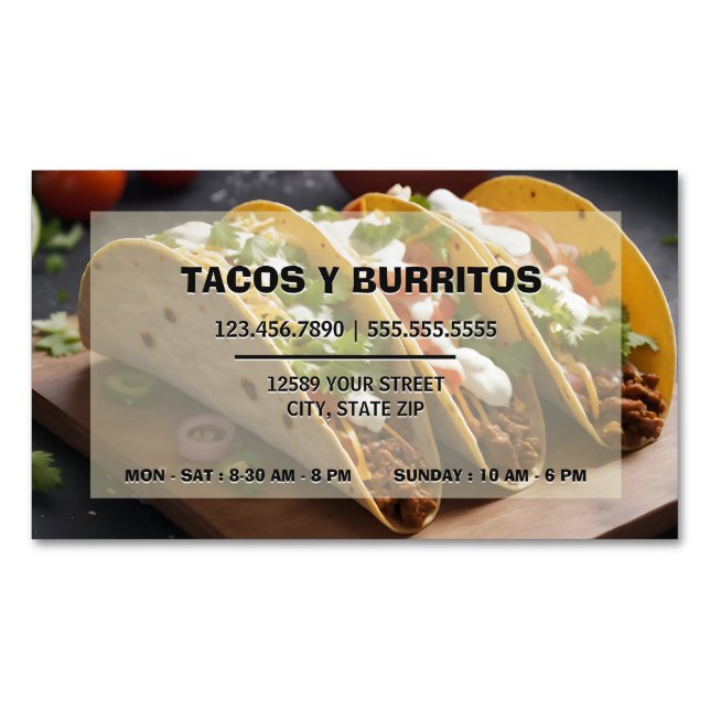 🌮 Tacos Y Burritos Magnetische Visitenkarte (Vorderseite)