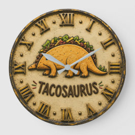 Tacosaurus Funny Taco Dinosaur Große Wanduhr