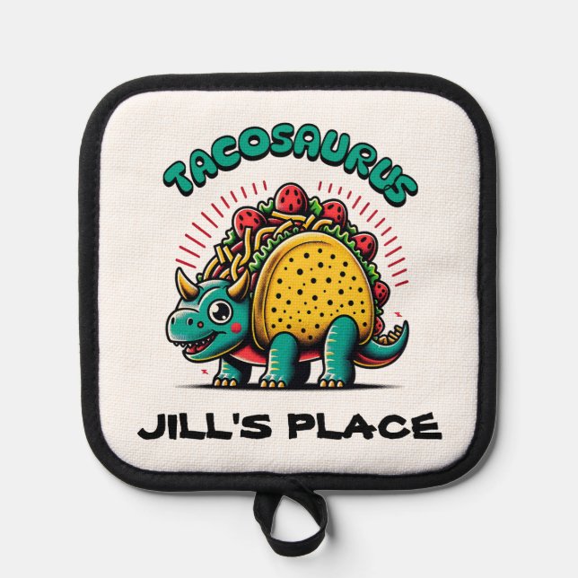 Tacosaurus Triceratops Funny Cartoon Topflappen (Vorderseite)