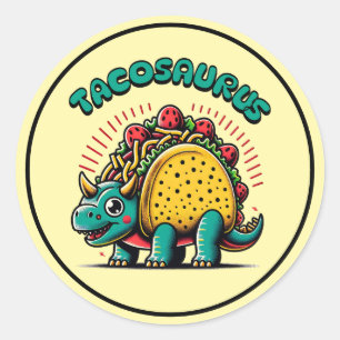 Tacosaurus Triceratops Lustiger Cartoon Runder Aufkleber