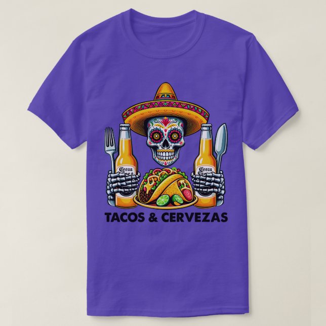 Tacos's Funny Mexican Sugar Skull T-Shirt (Design vorne)
