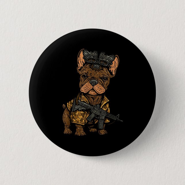 Tactical Frenchie Funny Dog Bulldog With Nvg Meme  Button (Vorderseite)