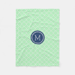 Tadellose blaue Quatrefoil Muster-Monogramm-Decke Fleecedecke
