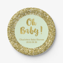 Tadellose GoldGlitzer-oh Baby-Baby-Duschen-Platte