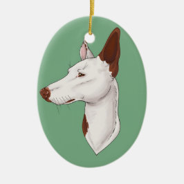 Tadellose grüne glatte Ibizan Jagdhund-Verzierung Keramik Ornament