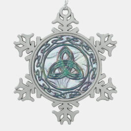 Tadellose grüne keltische schneeflocken Zinn-Ornament