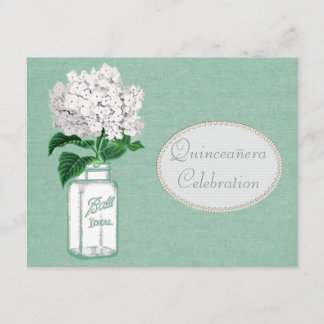Tadellose grüne Leinwand, Glas u. Hydrangea Einladung