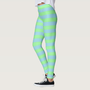 Tadellose grüne und blaue Pastellstreifen Leggings