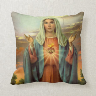 Tadellose Herz-Jungfrau-Mary-Flammen-Rosen Kissen