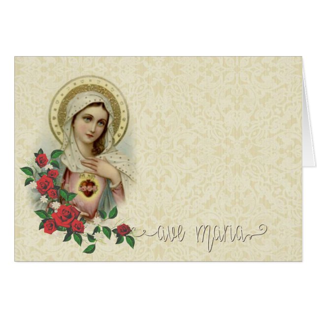 Tadellose Herz-Mary-Spitze-Ave Maria Überlagerung (Vorderseite (Horizontal))
