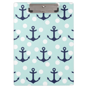 Tadellose nautischTupfen und Marine-Blau-Anker Klemmbrett