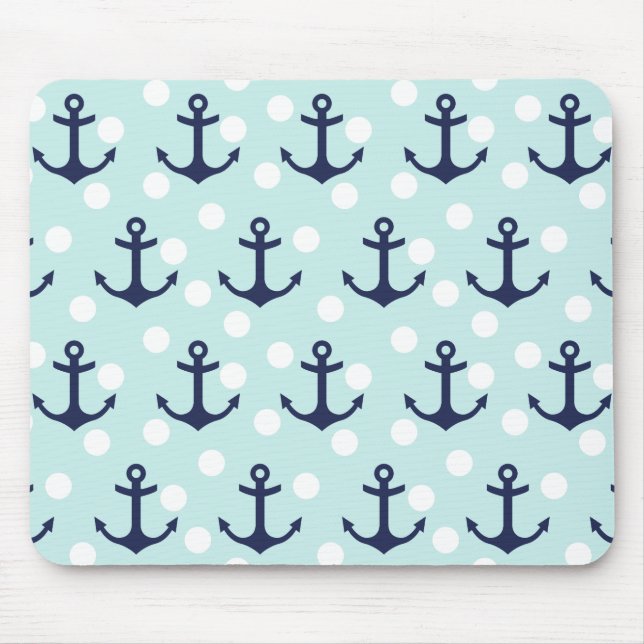 Tadellose nautischTupfen und Marine-Blau-Anker Mousepad (Vorne)